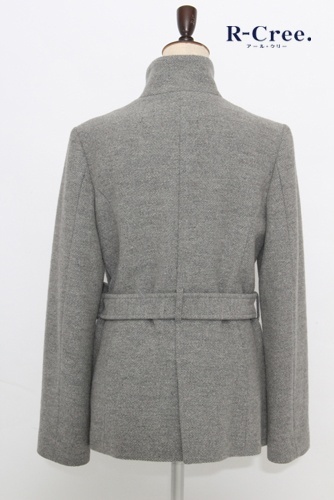 ユナイテッドアローズ　 レディースコート M~L ウール ショート 通勤 スタンドカラー 冬 グレー UNITED ARROWS 古着