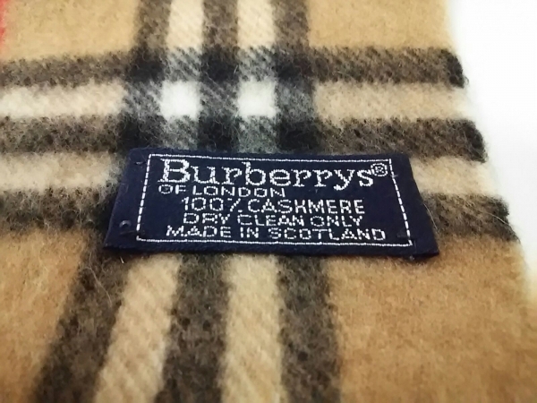 バーバリーズ Burberry's マフラー カシミヤ ライトブラウン×黒×マルチ チェック柄