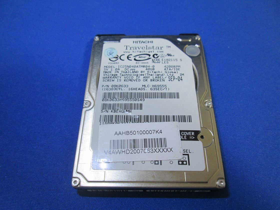 Disque Dur Hitachi IDE PATA 40 Go 2,5 6,35 Cm HTS424040M9AT00 13G1132