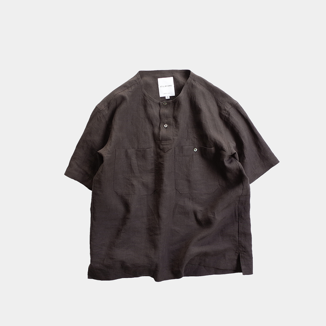 全国無料，爆買い STILL BY HAND スティルバイハンド 18ss ベルギーリネン 布帛 ヘンリーネック プルオーバー シャツ 48 ブラウン 日本製(男性用)｜売買されたオークション情報、yahooの商品情報をアーカイブ公開 - 男性用