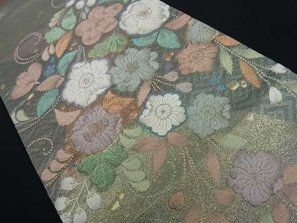 着物屋こころ■六通柄袋帯　辻が花　膨れ織　金糸　逸品　ym654