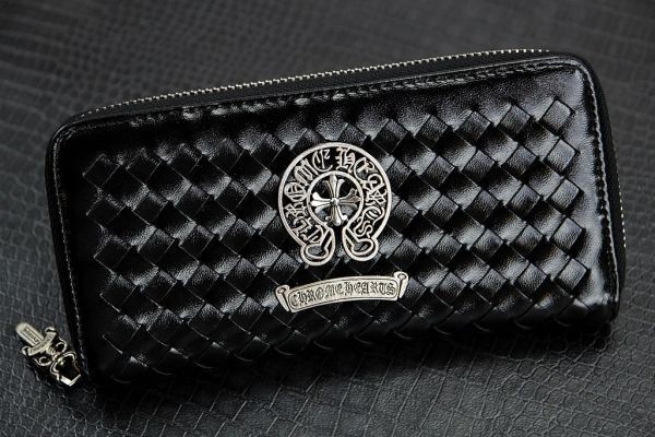 XB3333-A1 新品★クロムハーツ Type CH レザーロングウォレット 長財布 ラウンドジップ ノベルティー ブラック ◎1361
