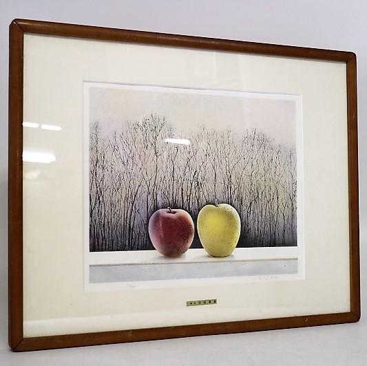 GAKU様 J9/2715 リトグラフ 版画 池田喜重 りんご 92/100 額装 アート