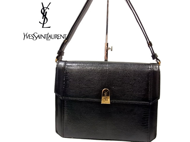激安大特価，人気 イヴサンローラン YSL レザーショルダーバッグ オールド サンローラン ヴィンテージ レディース ブラック Yves Saint Laurent フォーマル(かばん、バッグ)｜売買されたオークション情報、yahooの商 かばん、バッグ
