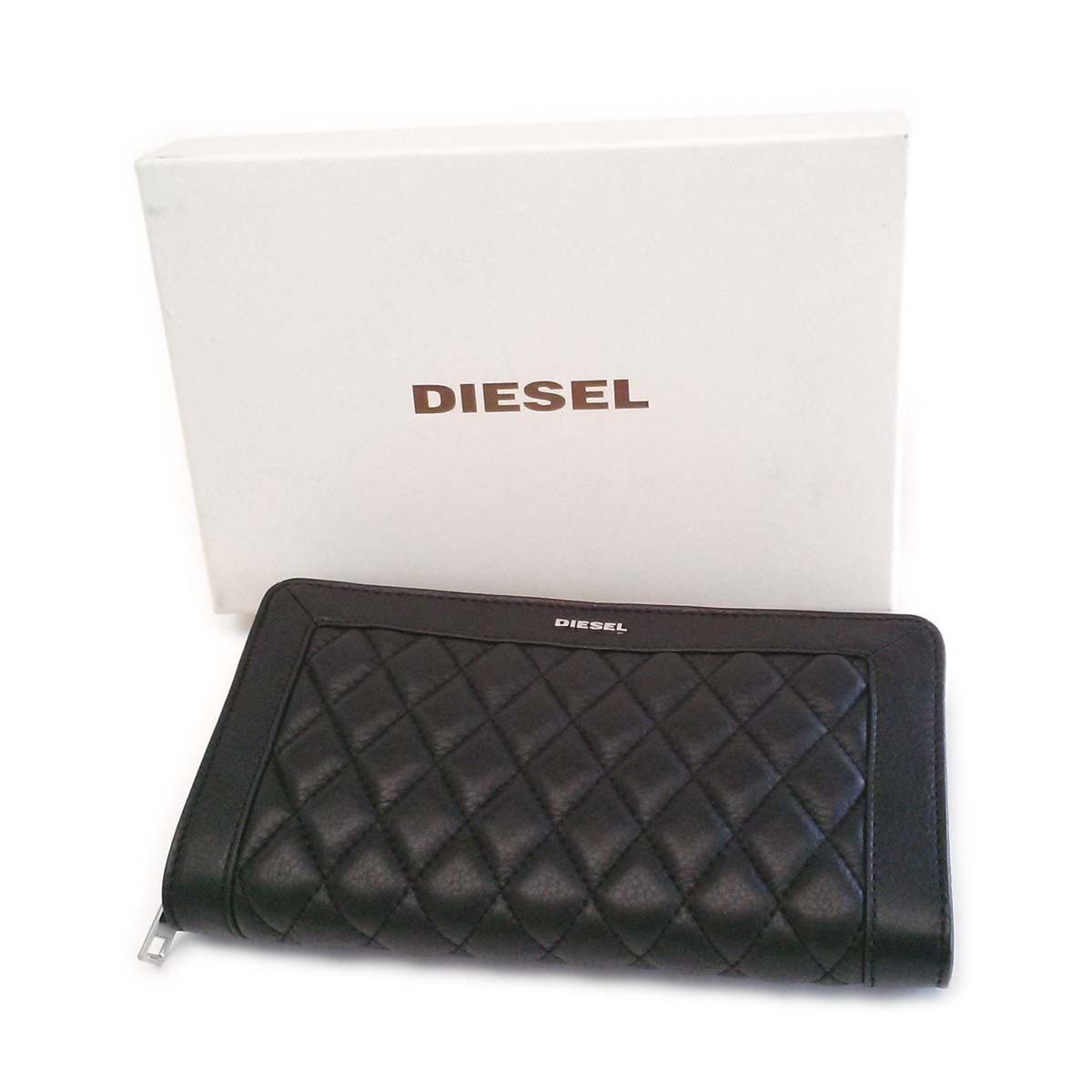 新品-未使用】ディーゼル DIESEL ラウンドファスナー長財布 黒 レザー 