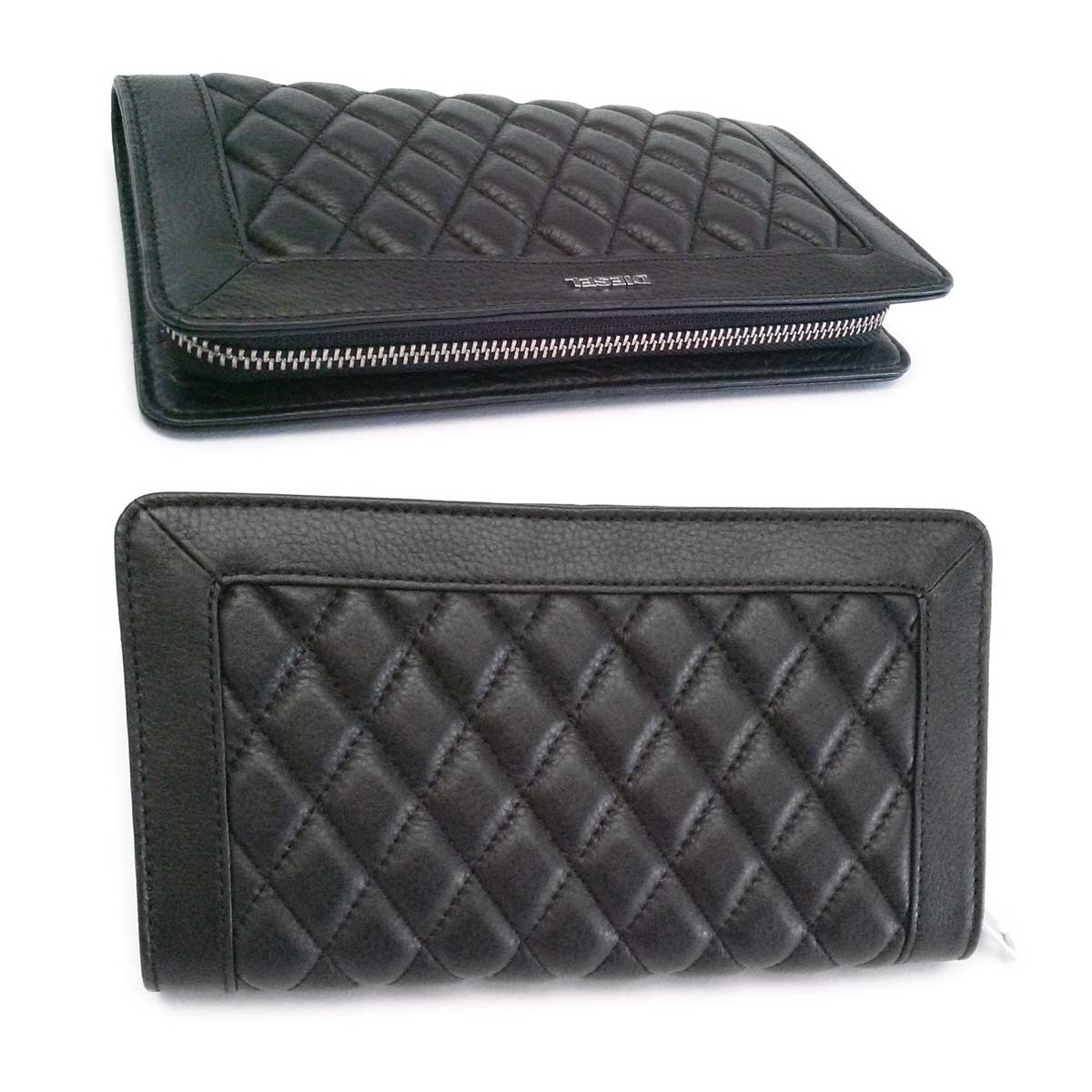 新品-未使用】ディーゼル DIESEL ラウンドファスナー長財布 黒 レザー 