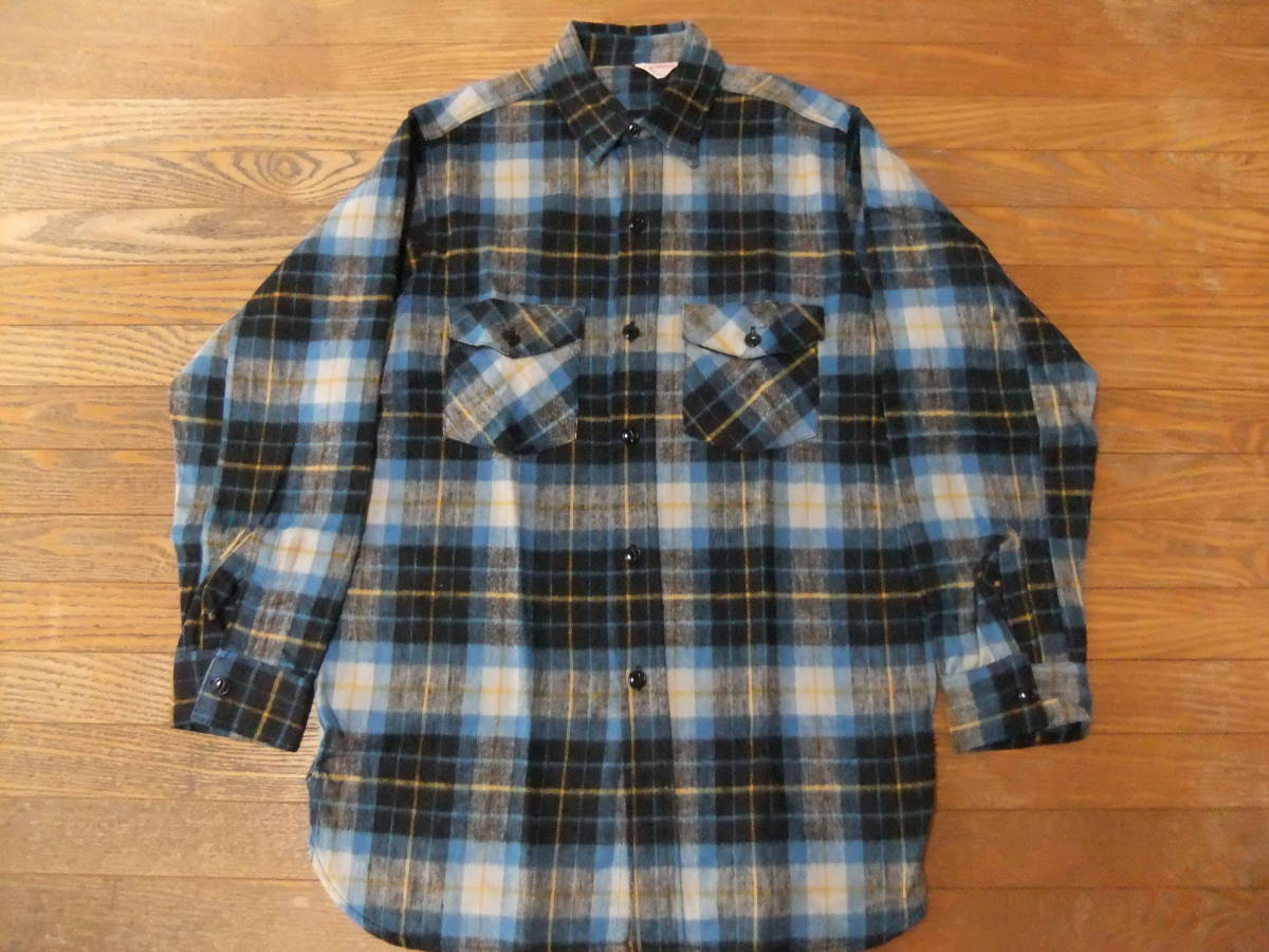 デッドストック！ 50s～60sビンテージネルシャツ マチ付 ネコ目 