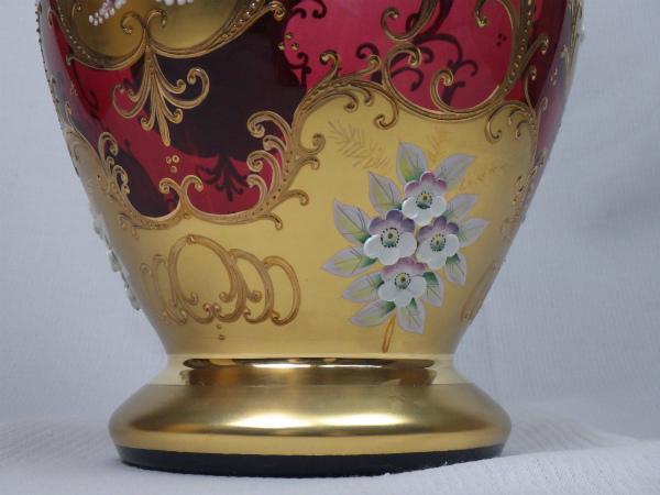 エナメル彩 ボヘミアガラス花瓶21cm29176 エナメル彩 ボヘミアガラス