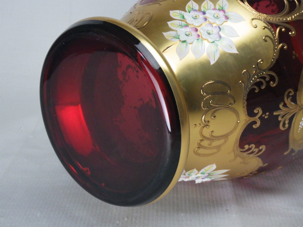 エナメル彩 ボヘミアガラス花瓶21cm29176 エナメル彩 ボヘミアガラス