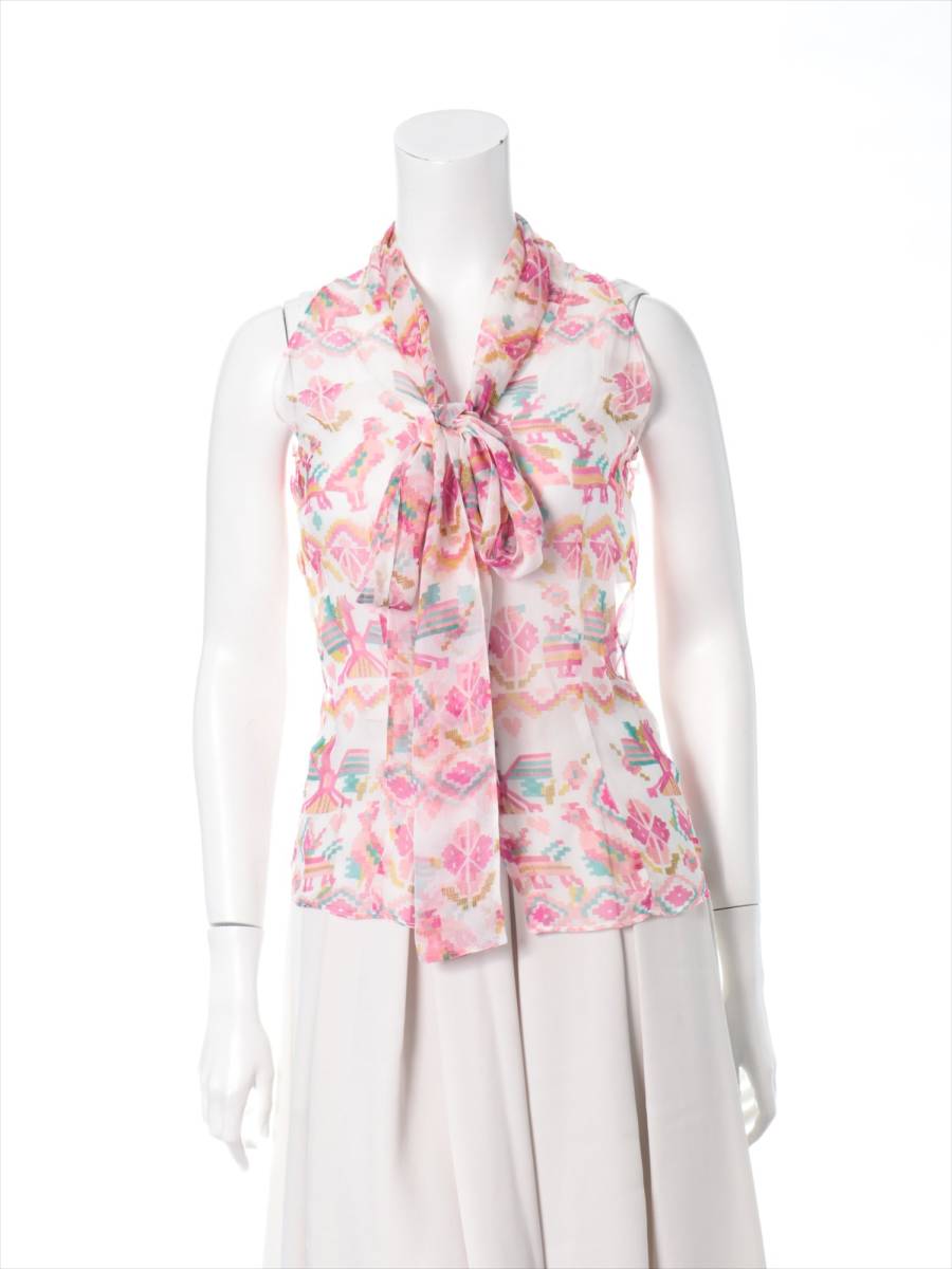 大人気，品質保証 ディオール ChristianDior ノースリーブブラウス シルクシフォン リボン ピンク 36(ノースリーブシャツ)｜売買されたオークション情報、yahooの商品情報をアーカイブ公開 - オークファン 女性用