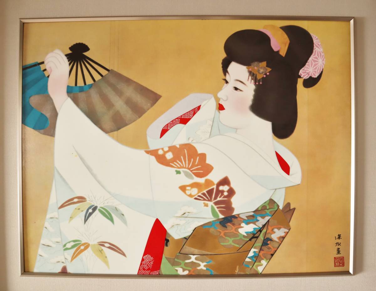 送料無料，正規品 日本画 伊東深水 扇 陶板画額装(人物、菩薩)｜売買されたオークション情報、yahooの商品情報をアーカイブ公開 - オークファン 人物、菩薩