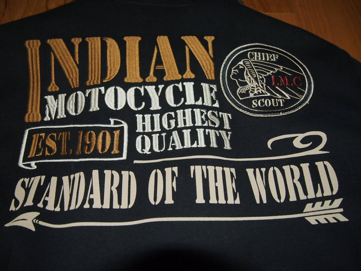 サイズ：L 美品INDIAN MOTOCYCLE ヘッドマーク刺繍 パイルボア 