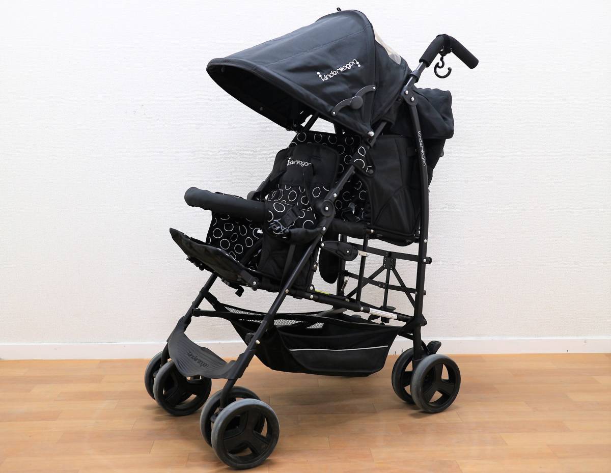 極美品　Kinderwagon ダブルベビーカー ブルー系 Oct89-1☆kinderwagon☆キンダーワゴン◇二人乗りベビーカー DUO