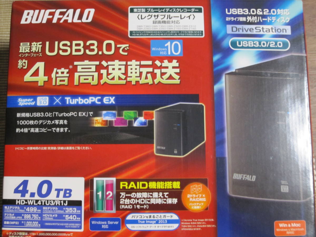 バッファロー DriveStation HD HD-WL4TU3⁄R1J 外付けHDD BUFFALO : 4TB 