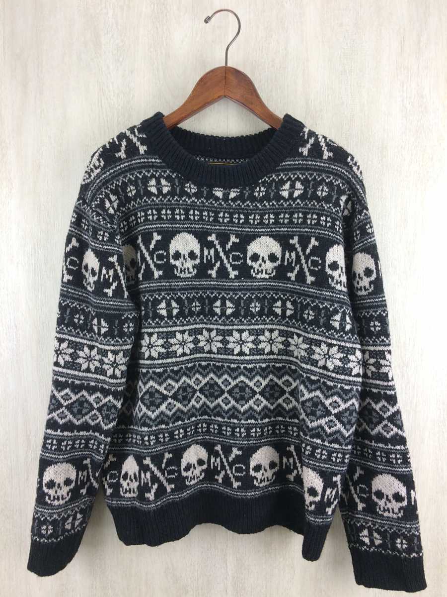 VANSON◇セーター(厚手)/L/ウール/BLK/総柄 バンソン（サイズ（S⁄M⁄L