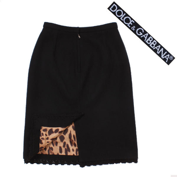 レディース DOLCE & GABBANA スカート レオパード ヒョウ柄 シルク 裾