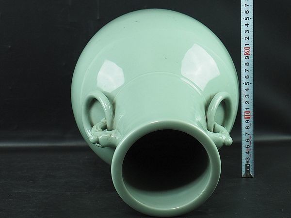 中国 明時代 龍泉窯 青磁 大花瓶 高さ約44.5cm 唐物 古玩
