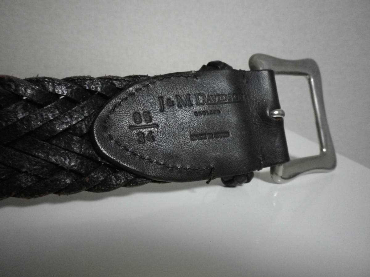 美品 定価4.5万 濃茶 J&M DAVIDSON レザーメッシュベルト 34 / 85