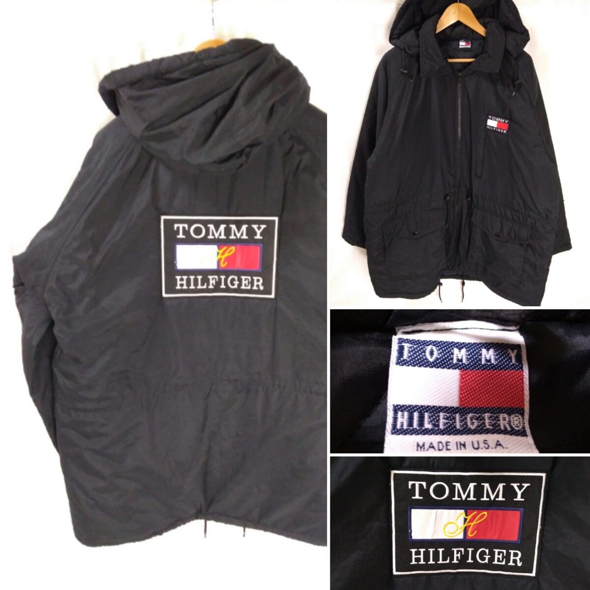 【高品質，安い】 激レア 80s90s 当時物 USA製 TOMMY HILFIGER ビッグフラッグロゴ 文字入 中綿ジャケット ロング丈 コート トミーヒルフィガー X1811243(ジャンパー、ブルゾン)｜売買されたオークション情報、yahooの商 男性用