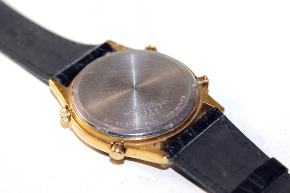 中古品】SEIKO クロノグラフ クォーツ 7A28-6010 電池交換済 取説付き 