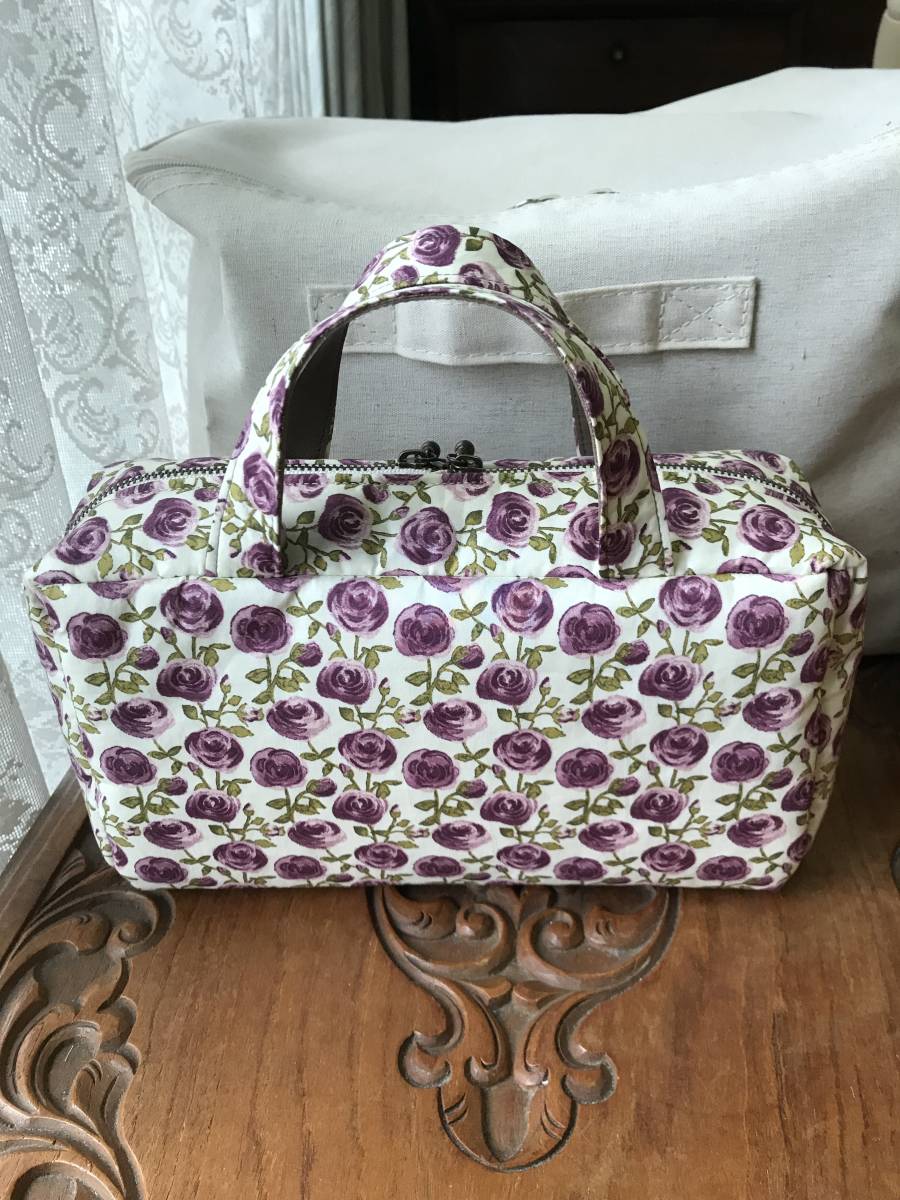 ☆リバティ・大きなポーチ♪ローズマリー・パープル・ハンドメイド☆