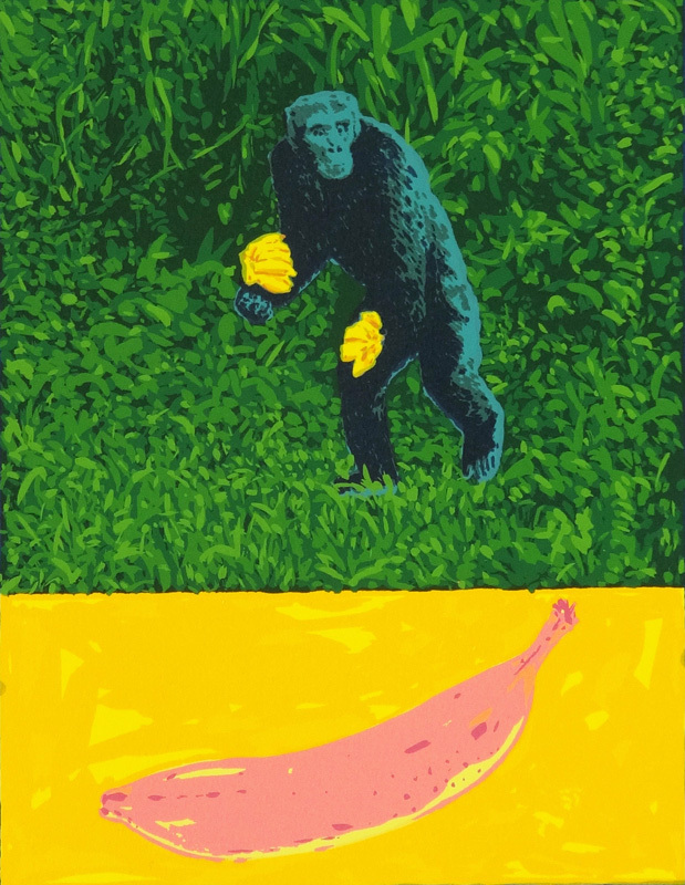 横尾忠則 GORILLA WITH - シルクスクリーン ハ*ド様 メルカリ BANANA