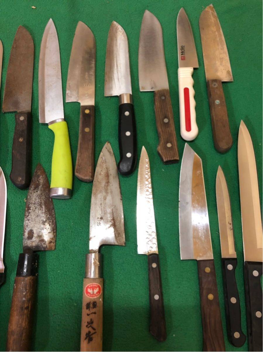 包丁25本 中古 プロ，職人中古包丁／竹晃銘・杉本銘・木屋銘ほか