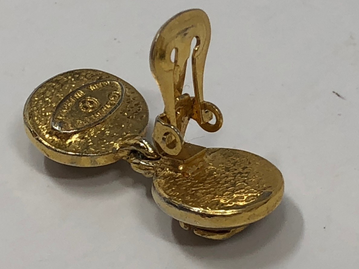 CHANEL♪シャネル♪イヤリング♪アクセサリー♪ココマーク♪ヴィンテージ♪ゴールドカラー♪コンパクト♪ぶら下がり♪100円スタート_6