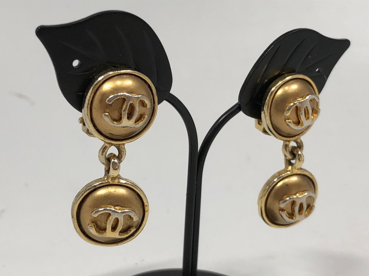 CHANEL♪シャネル♪イヤリング♪アクセサリー♪ココマーク♪ヴィンテージ♪ゴールドカラー♪コンパクト♪ぶら下がり♪100円スタート_8