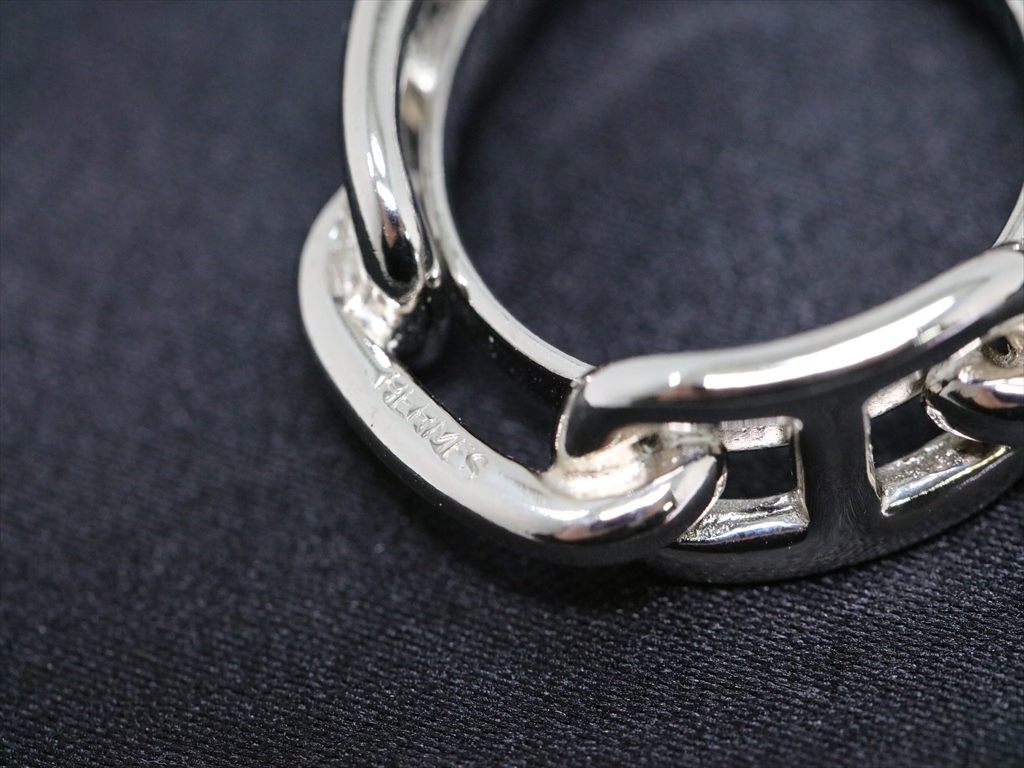 美品 HERMES シェーヌダンクル スカーフリング シルバー エルメス 銀