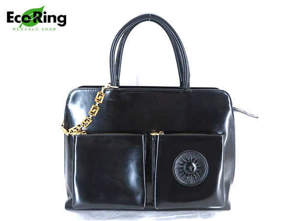 VERSACE ヴェルサーチ 1円 レザー チェーン スタッズ ミニ □美品□ 美