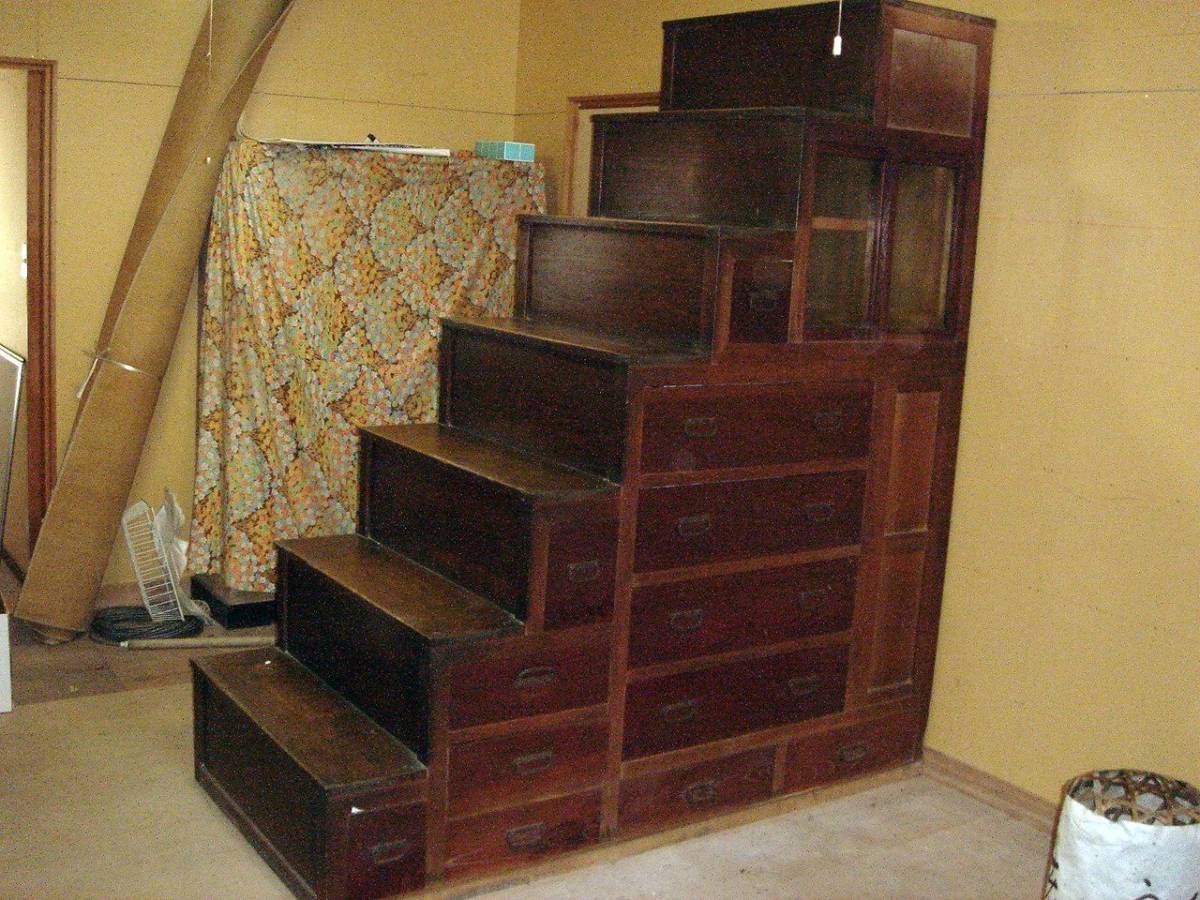 アンティーク 階段箪笥 大正後期 昭和初期 右上がり7段の入札履歴  