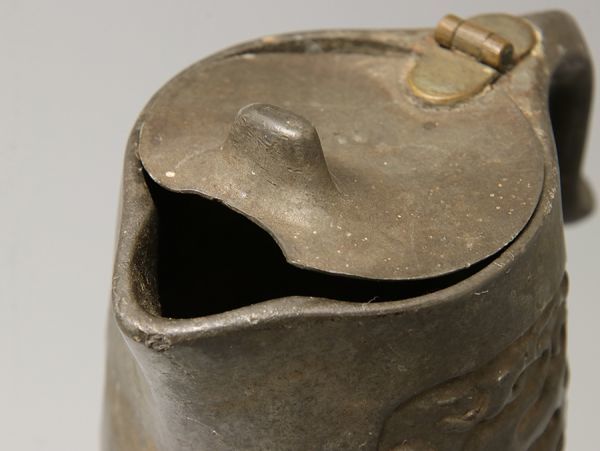 中国美術 X437. 中国美術 錫製 盛上鳳凰文 ちろり / 時代古玩唐物錫器水次水注酒