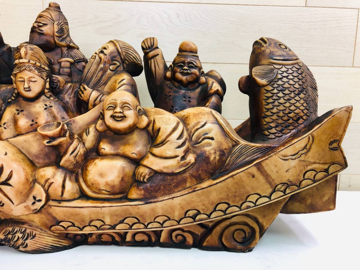宝船 七福神 龍船 オブジェ 龍 置物 置物の通販 縁起物 美術品⁄大型 箱舟
