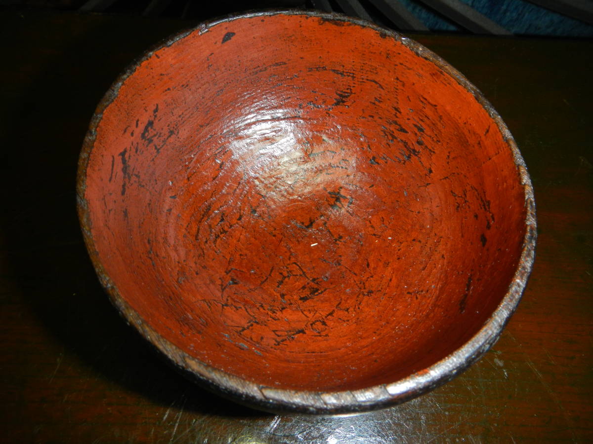 味な漆塗り椀 江戸前期～中期 検索⇒古漆器、合鹿椀、根来