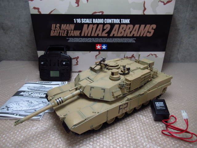 TAMIYA タミヤ 1/16 RC アメリカ M1A2 エイブラムス戦車 フルオペレーション プロポ付き 組み立て済み 管理t0129A