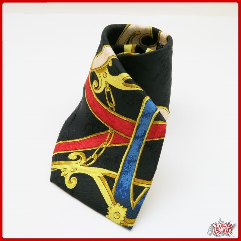 買蔵/1円～/新同品 エルメス ネクタイ ブラック系 シルク メンズ