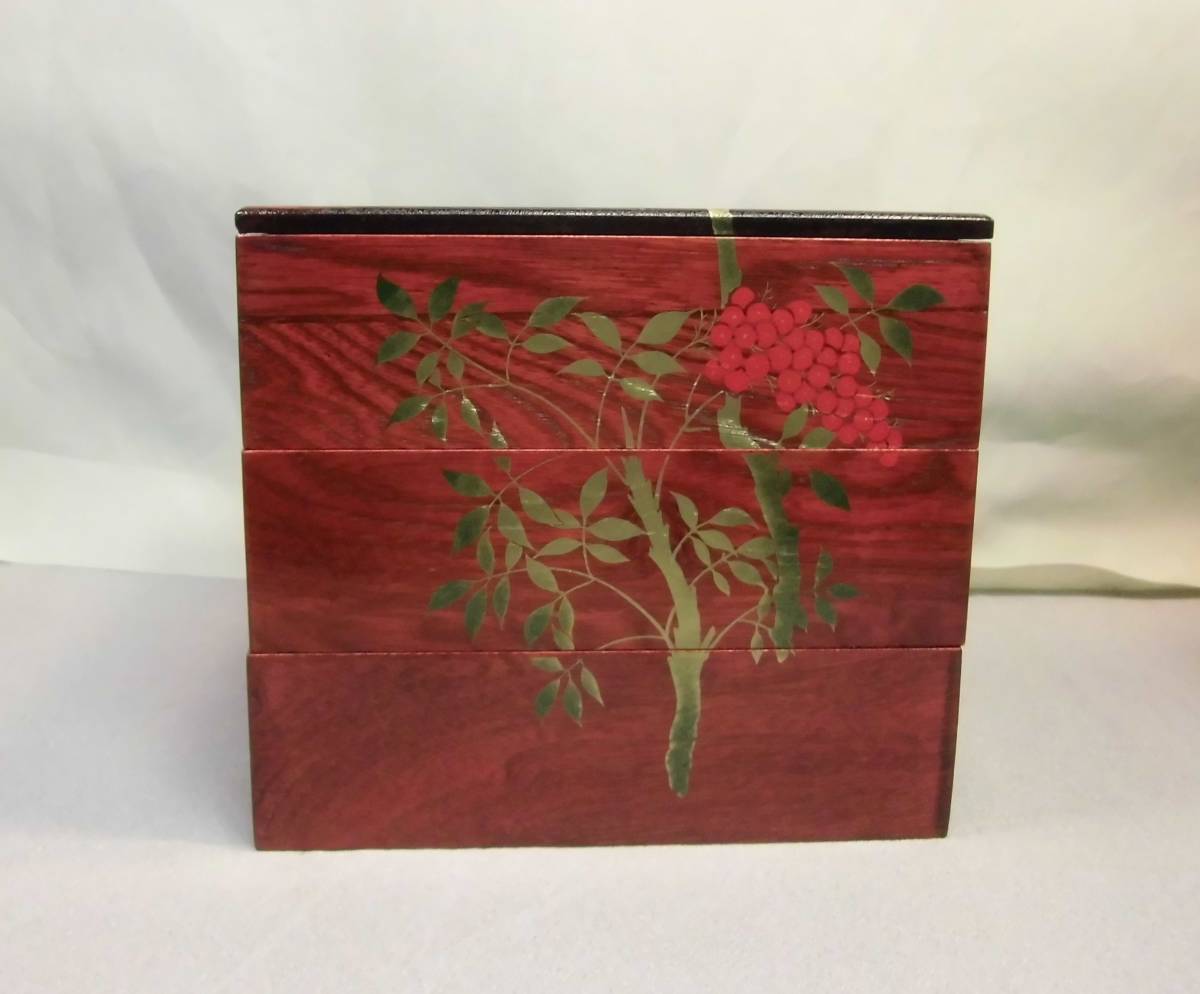 重箱 天然木 漆器 Japan 木製漆器 菊紋様 蒔絵 4段重箱 専用木箱