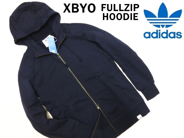 定価15，120円 新品 アディダス XBYO フルジップ フーディー メンズ L 紺★adidas × 中村里美 コラボ スウェット ジップパーカー★上質素材