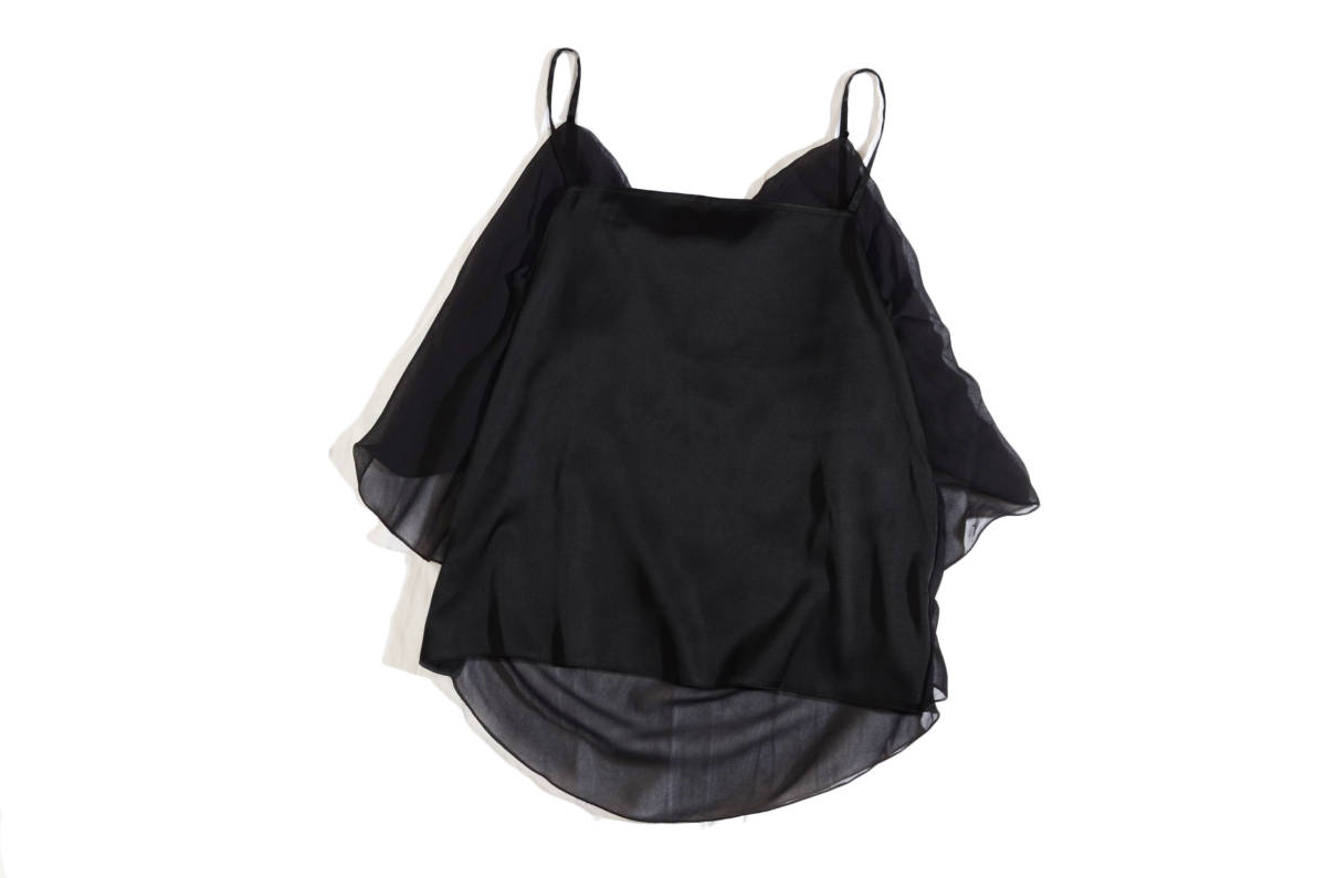 未使用タグ付。MM6 メゾンマルタンマルジェラ　サテン×シフォン切替キャミソールトップス　黒　　size40 /9号　 イタリア製