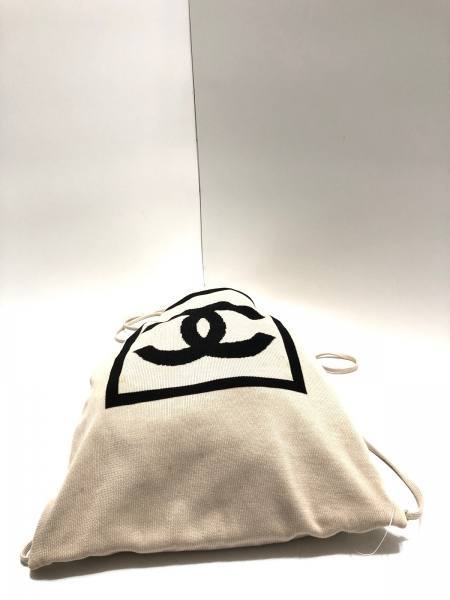 シャネル CHANEL リュックサック スポーツライン コットン ベージュ×黒 ナップサック バッグ
