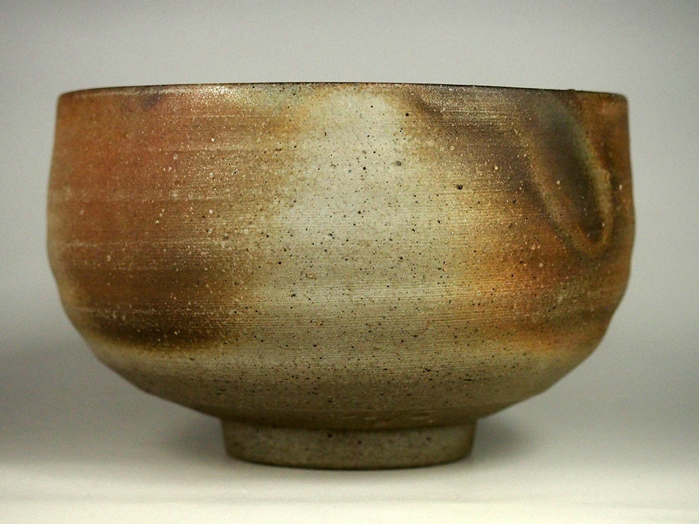 藤原建 備前緋襷茶盌 共箱 栞 備前焼 茶碗 備前茶碗 茶道具茶器