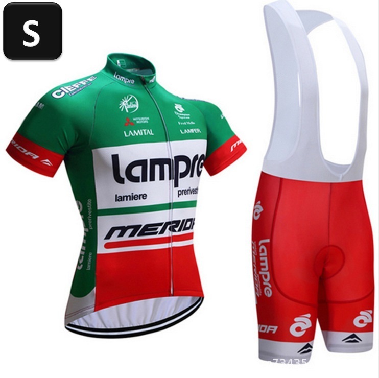 サイクリングウェア 半袖 2点セット グリーン×レッド S 自転車 ウェア サイクルジャージ 吸汗速乾防寒 新品 インポート品【242】