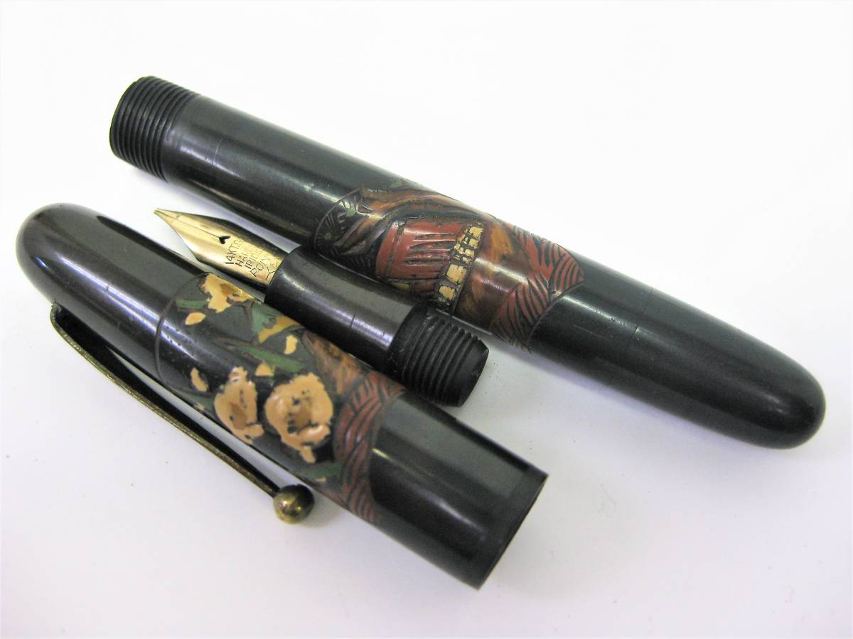 ノーブランド? 万年筆 ペン先:14KT.GOLD HARDEST IRIDIUM POINTED(2) SPECIAL刻印 花鳥、風景画彫刻【Y①-1-2】