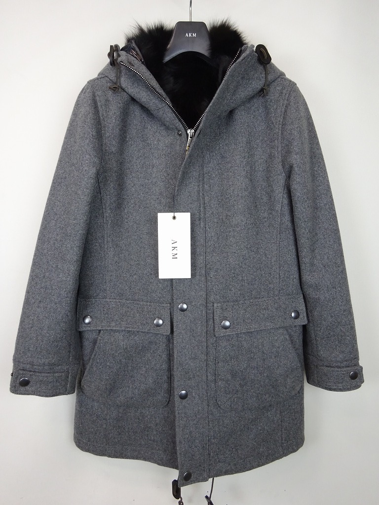 極美品 AKM カシミヤメルトン スカンジナビアフォックスファーフード 