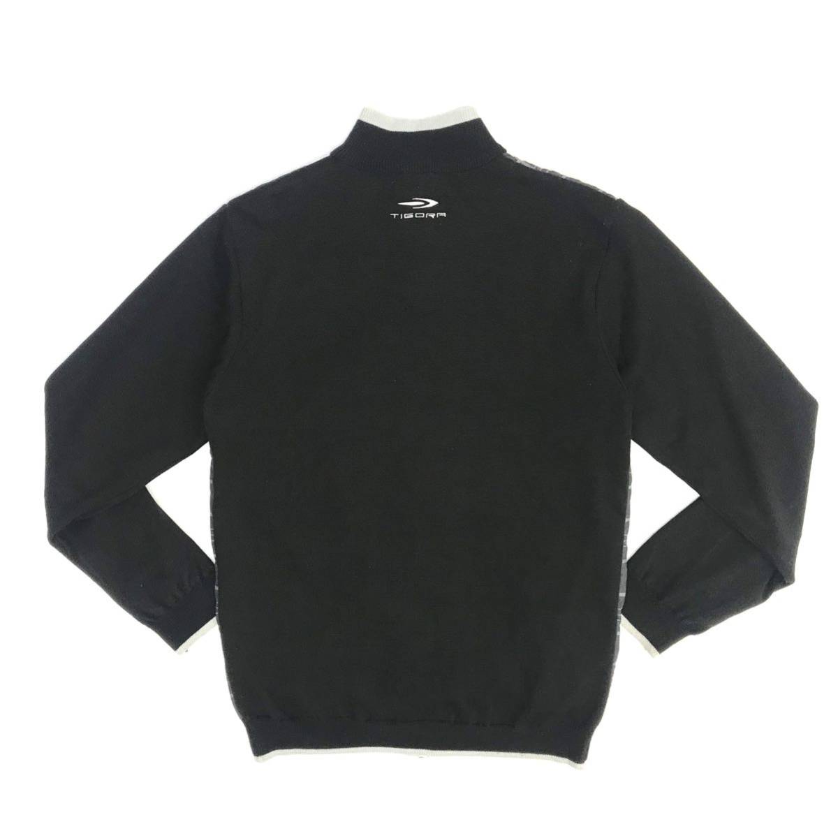 TIGORA ティゴラ 素材切替 ニット ウインドブレーカー 後ろ身頃 裏地付き Mサイズ グレー×ブラック メンズ 紳士服 ゴルフウェア スポーツ