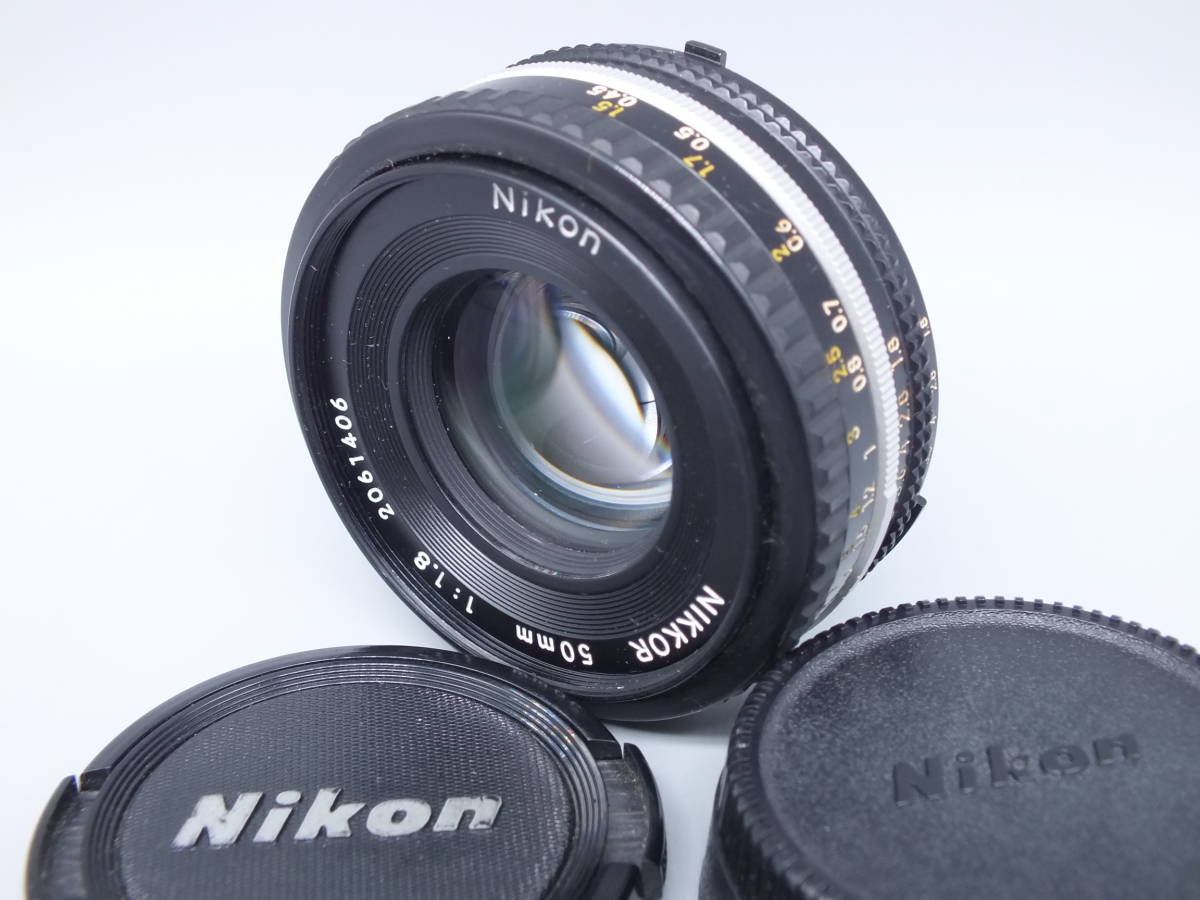 NIKON ニコン/一眼カメラレンズ/NIKKOR 50mm 1:1.8/Ai-s 単焦点 標準 MF/動作品/フィルムカメラ/キャップ付属/管B0411