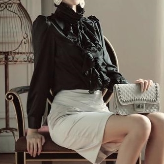 黒 ブラック フォーマル Xl レディース フリル ブラウス シャツ エレガント ゴージャス リボン付き 詰襟 24 Xlサイズ以上 売買されたオークション情報 Yahooの商品情報をアーカイブ公開 オークファン Aucfan Com