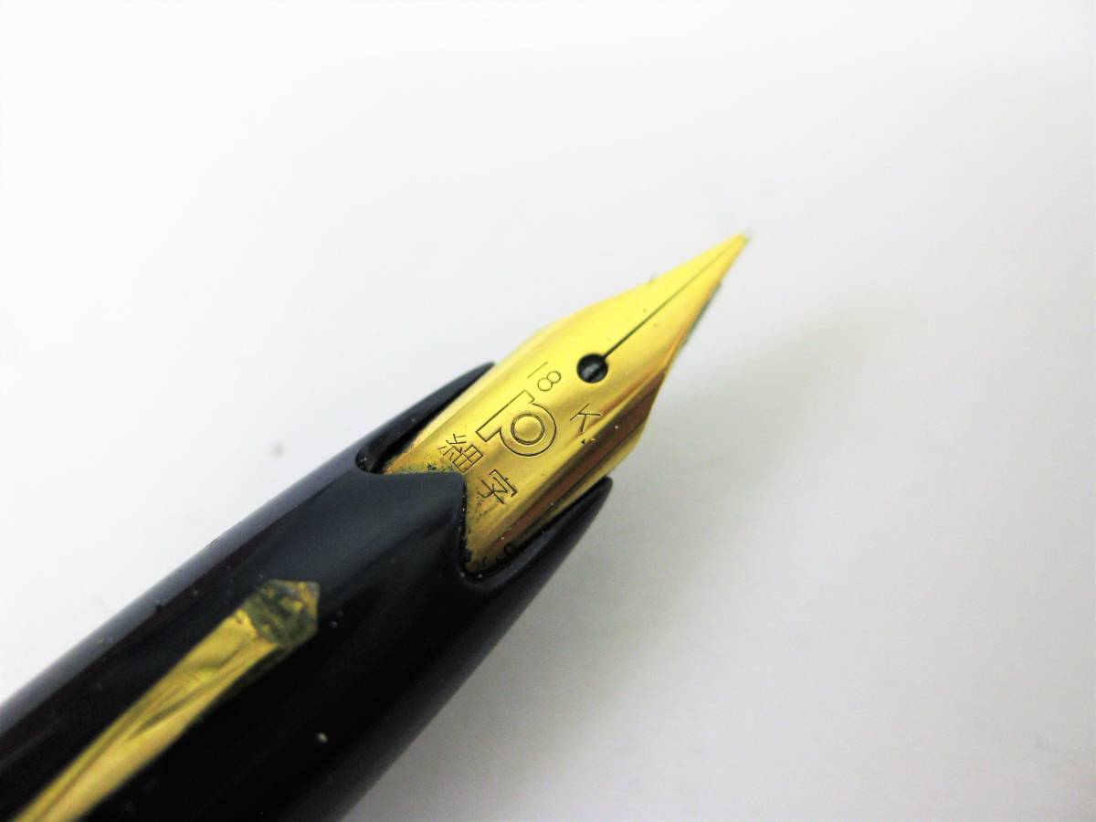 PLATINUM/プラチナ 鶴絵、鶴図柄 革巻? ♯18 ペン先18K/細字 万年筆