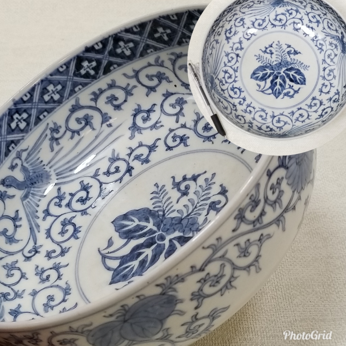 江戸時代末期～明治時代　古伊万里　錦手　竹梅に鳳凰の図　大中小　３つ重鉢　無傷！ 古伊万里 錦手 凰 3 大中小 竹梅に鳳凰の図 江戸時代末期～明治時代